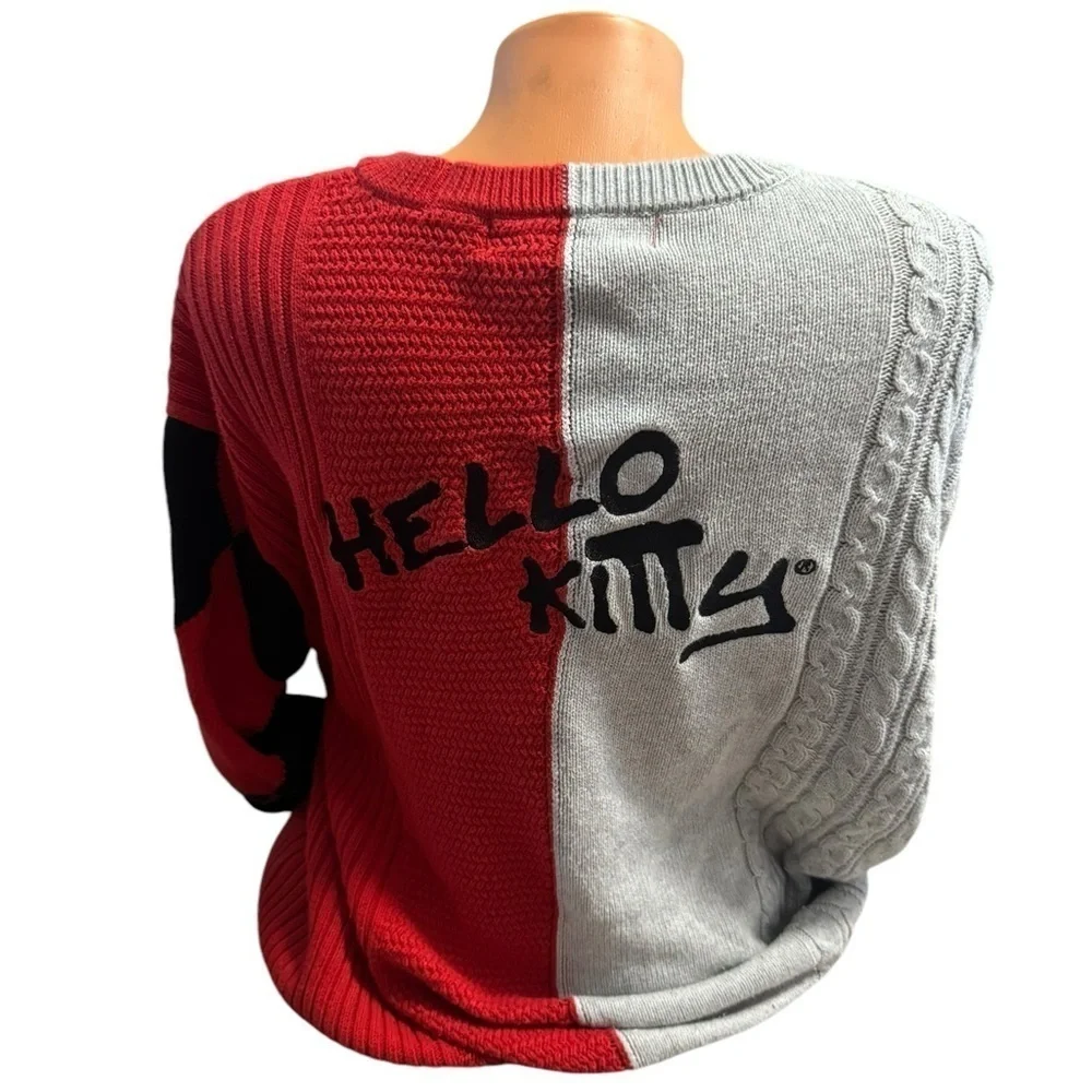 Hello Kitty Forever 21 Cable Knit Sweater HTF Colorblock Women’s Sz L Men’s M